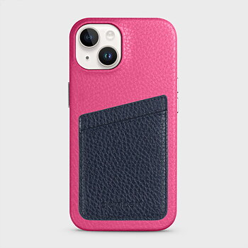 iPhone 14 Läderskal med Kortficka - Cerise