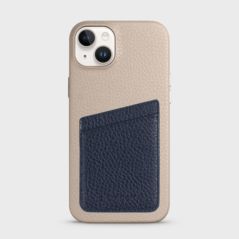 iPhone 14 Plus Leather Case with Card Holder - Beige - 5