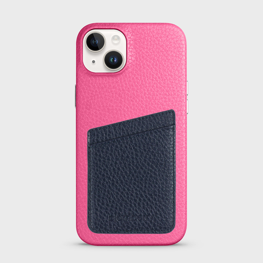 iPhone 14 Plus Leather Case with Card Holder - Magenta - 6