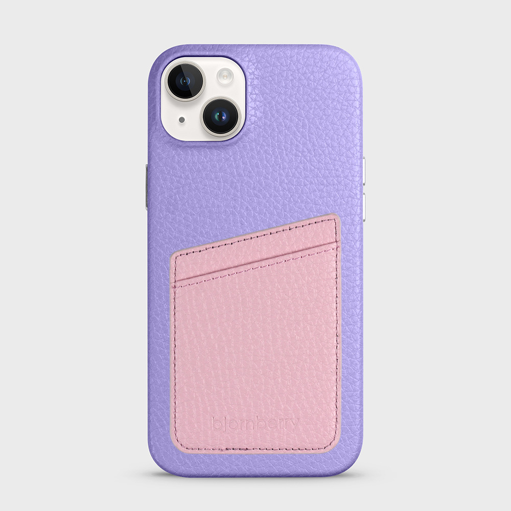 iPhone 14 Plus Leather Case with Card Holder - Lavender - 6