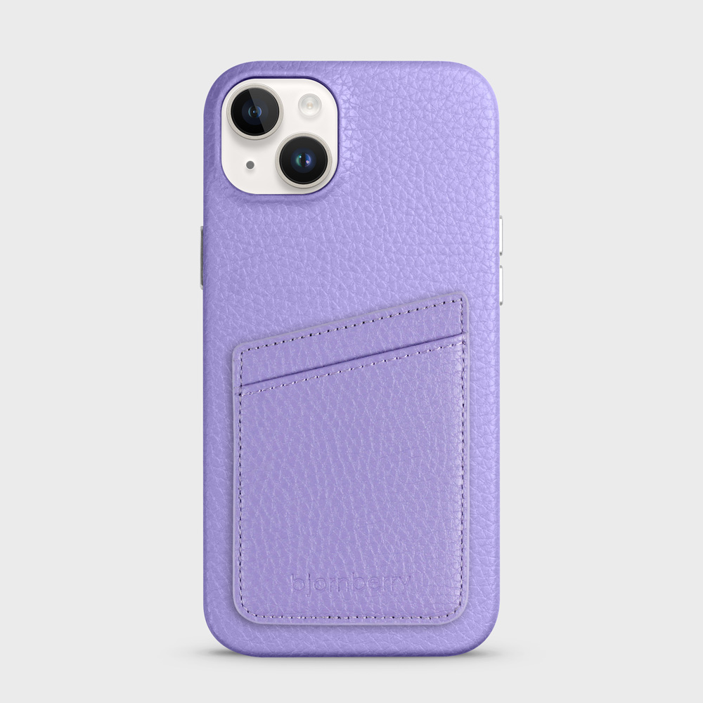 iPhone 14 Plus Leather Case with Card Holder - Lavender - 2