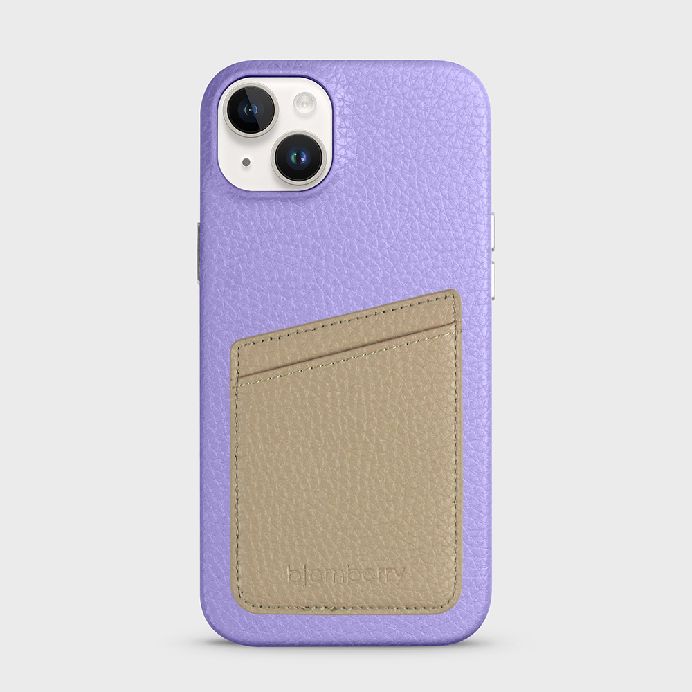 iPhone 14 Plus Leather Case with Card Holder - Lavender - 7
