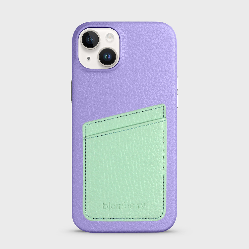 iPhone 14 Plus Leather Case with Card Holder - Lavender - 4