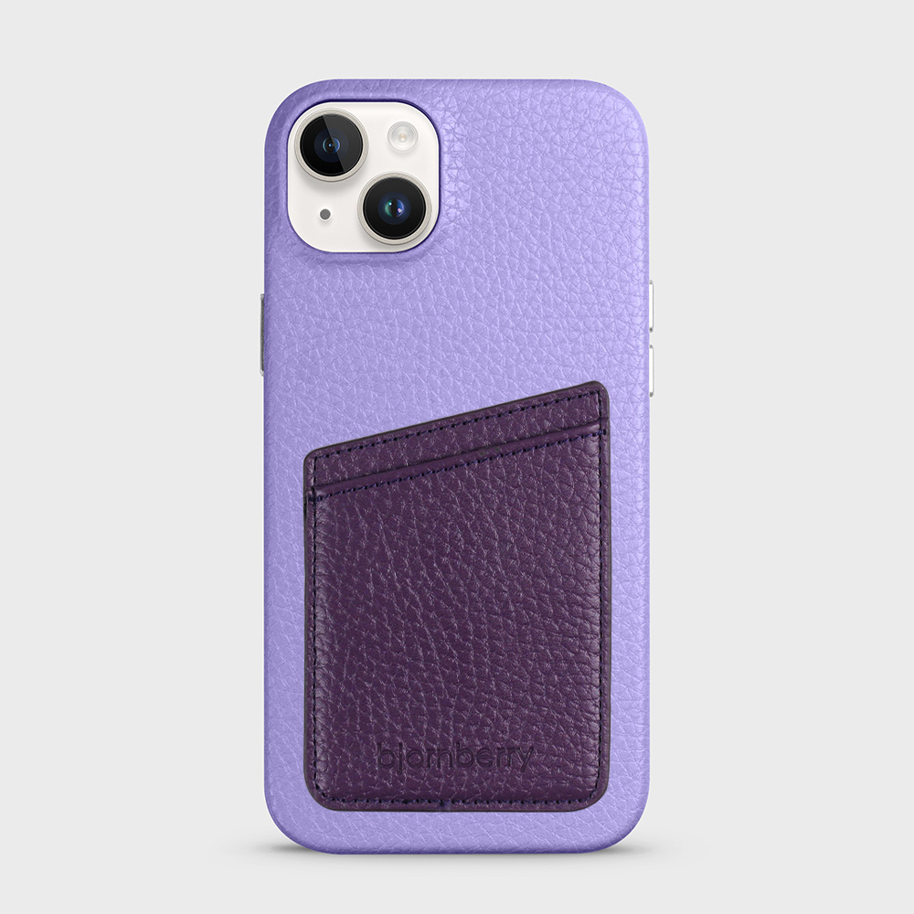 iPhone 14 Plus Leather Case with Card Holder - Lavender - 3