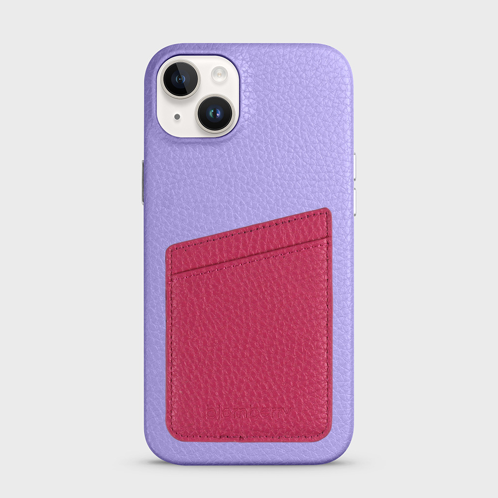 iPhone 14 Plus Leather Case with Card Holder - Lavender - 8