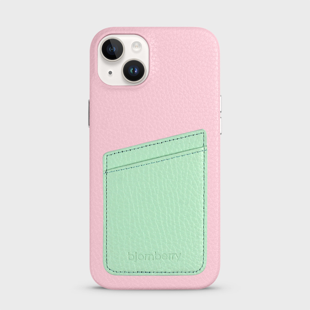 iPhone 14 Plus Leather Case with Card Holder - Pink - 7