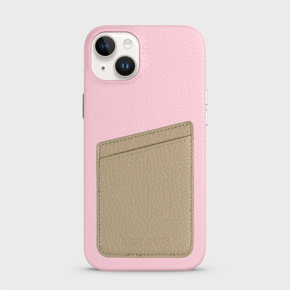 iPhone 14 Plus Leather Case with Card Holder - Pink - 3