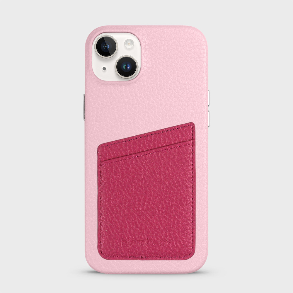iPhone 14 Plus Leather Case with Card Holder - Pink - 4