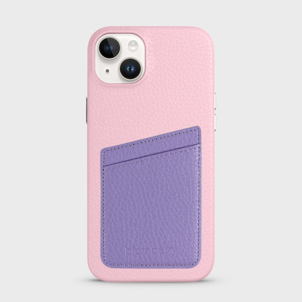 iPhone 14 Plus Leather Case with Card Holder - Pink - 5