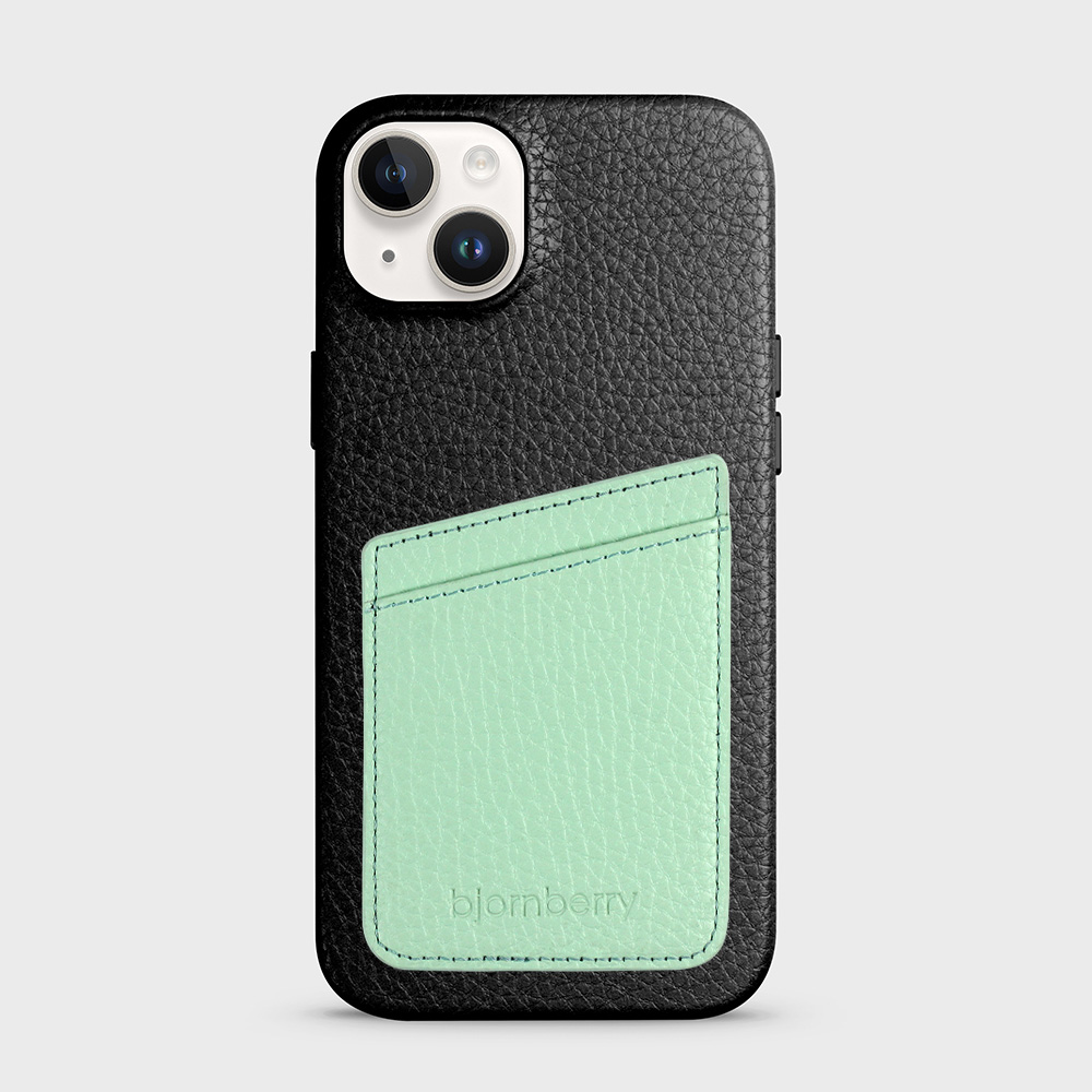 iPhone 14 Plus Leather Case with Card Holder - Black - 4