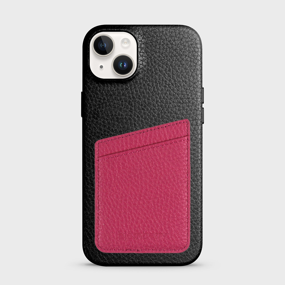 iPhone 14 Plus Leather Case with Card Holder - Black