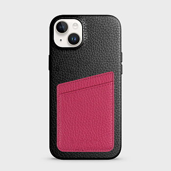 iPhone 14 Plus Leather Case with Card Holder - Black