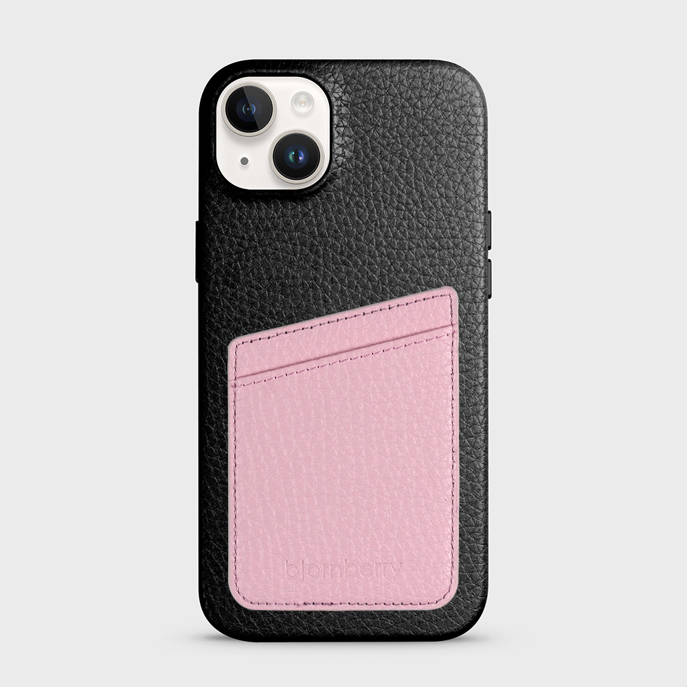 iPhone 14 Plus Leather Case with Card Holder - Black - 6