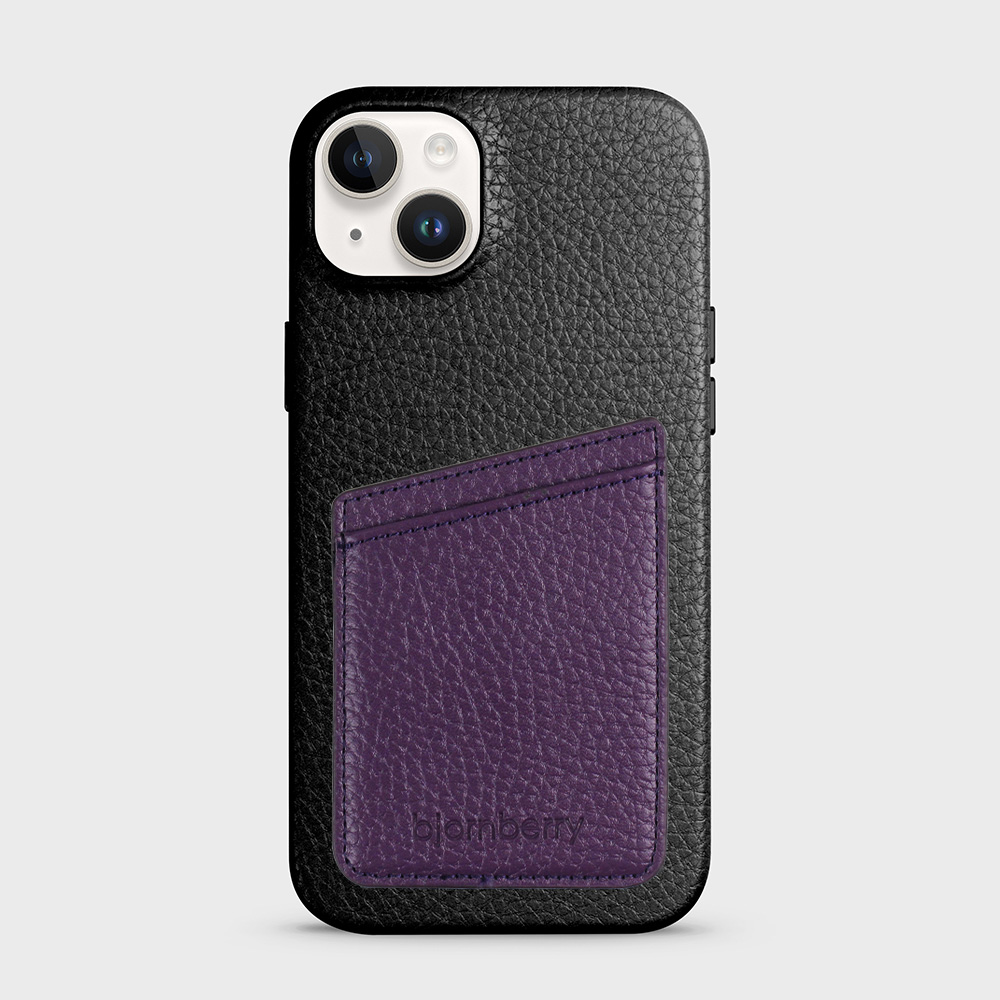 iPhone 14 Plus Leather Case with Card Holder - Black - 3