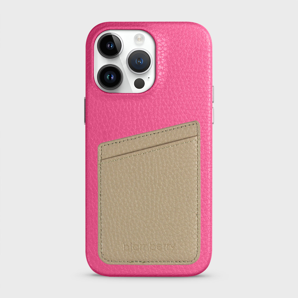 iPhone 14 Pro Max Leather Case with Card Holder - Magenta - 8