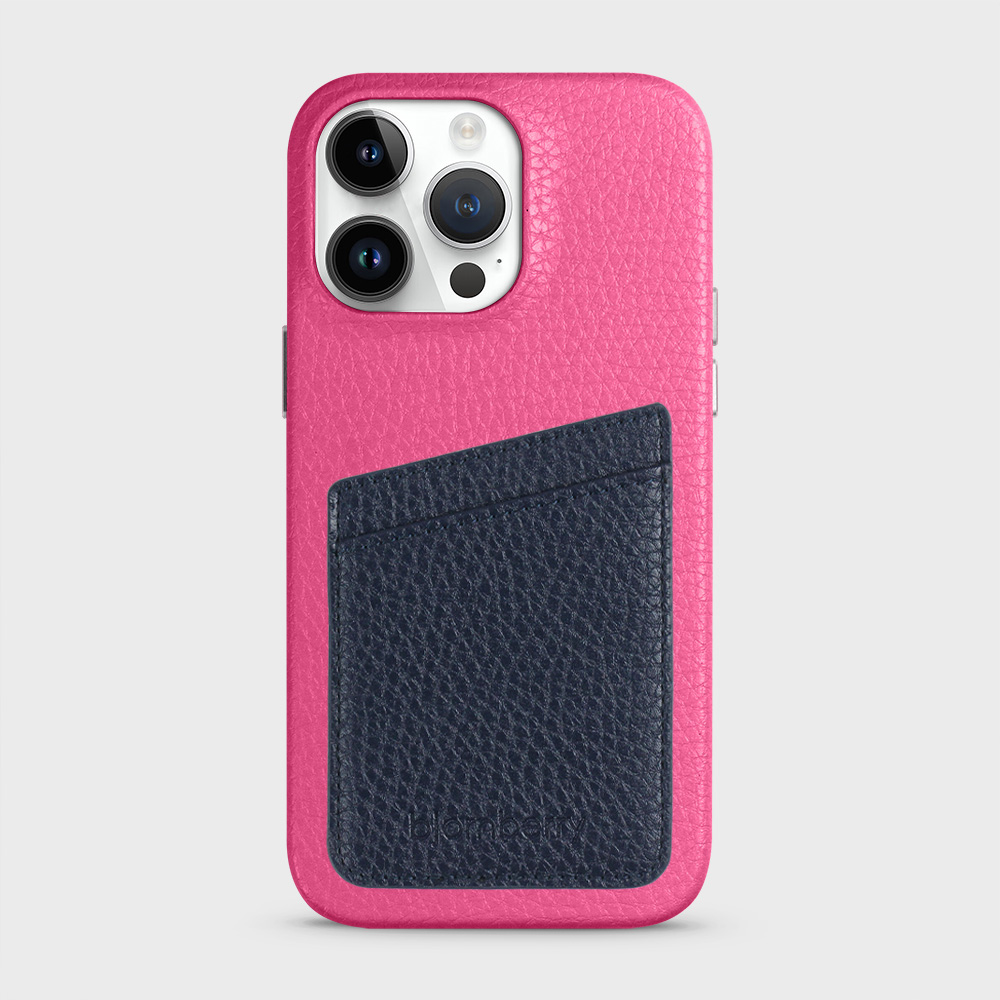 iPhone 14 Pro Max Leather Case with Card Holder - Magenta - 6