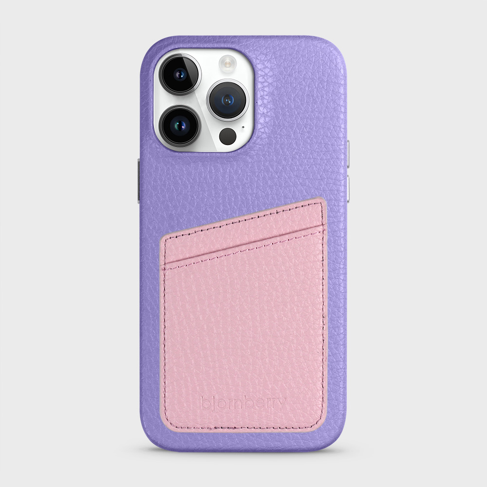 iPhone 14 Pro Max Leather Case with Card Holder - Lavender - 4