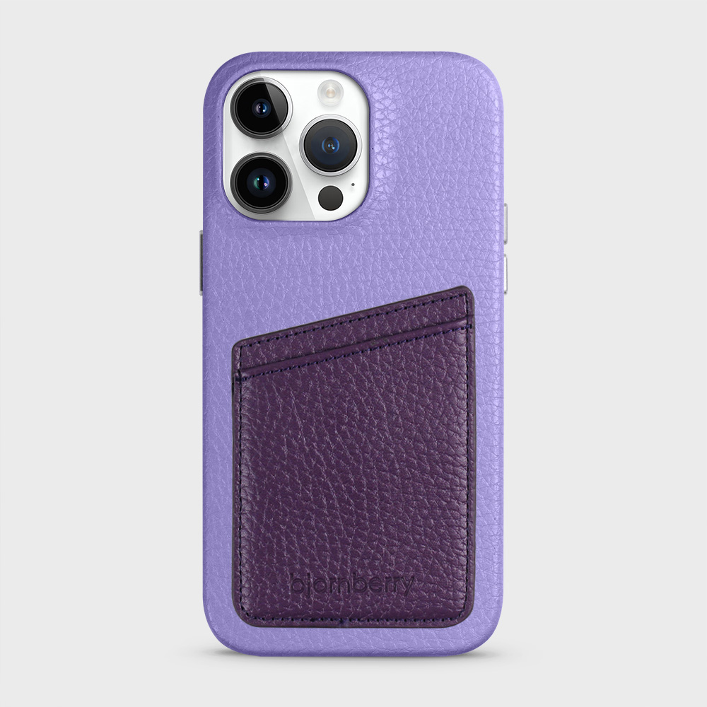 iPhone 14 Pro Max Leather Case with Card Holder - Lavender - 7