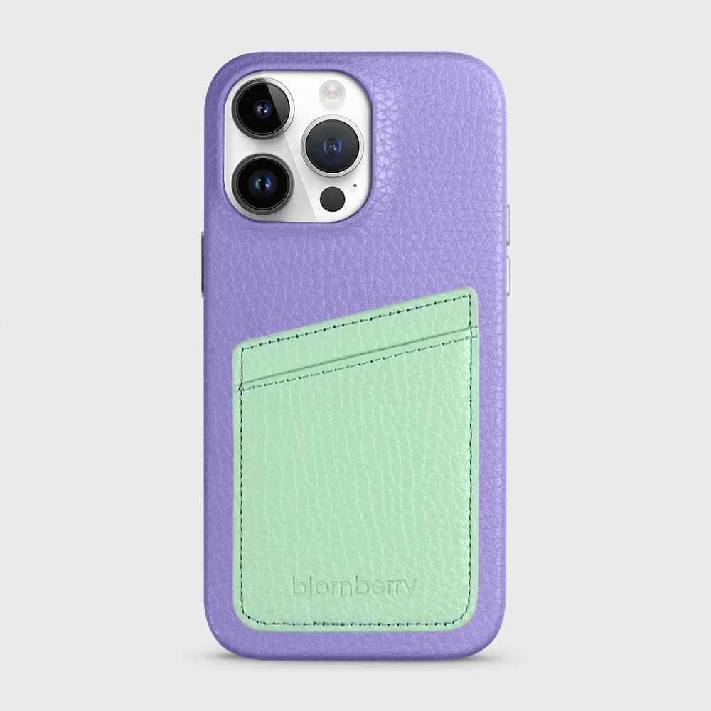 iPhone 14 Pro Max Leather Case with Card Holder - Lavender - 8