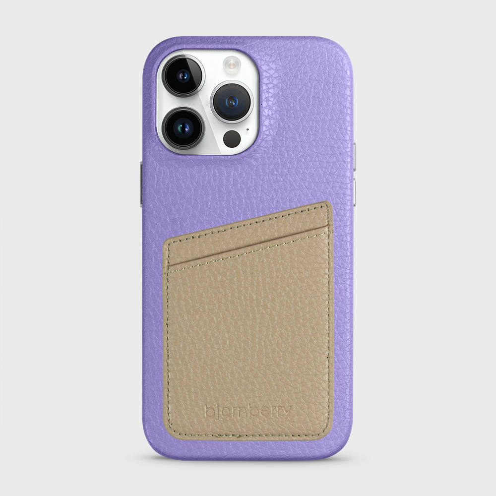 iPhone 14 Pro Max Leather Case with Card Holder - Lavender - 5