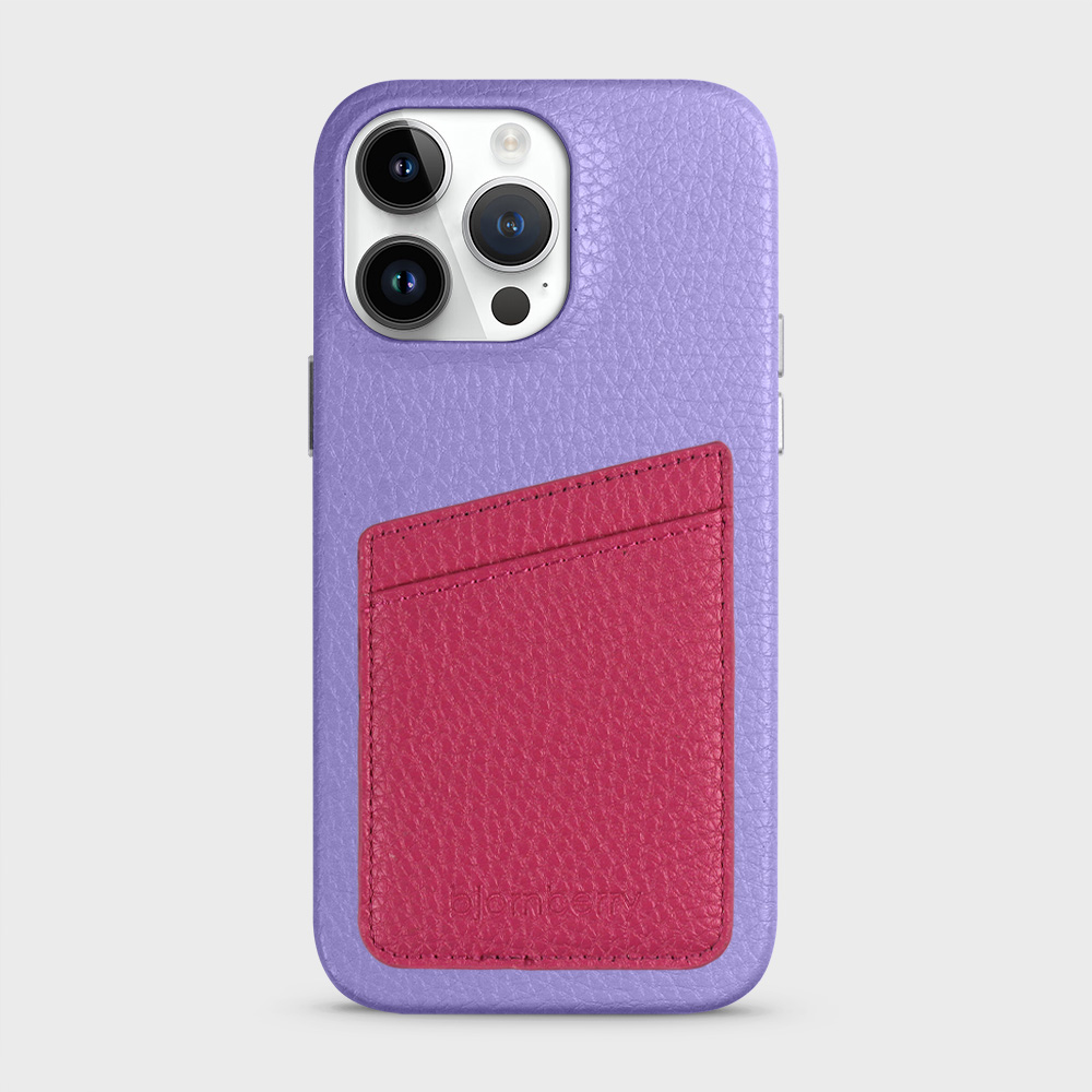 iPhone 14 Pro Max Leather Case with Card Holder - Lavender - 6