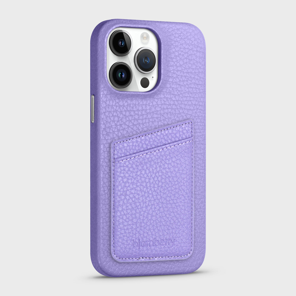 iPhone 14 Pro Max Leather Case with Card Holder - Lavender