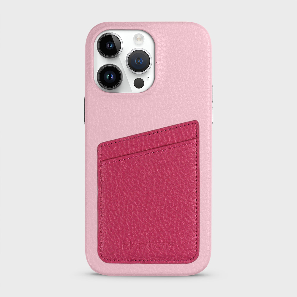 iPhone 14 Pro Max Leather Case with Card Holder - Pink - 4