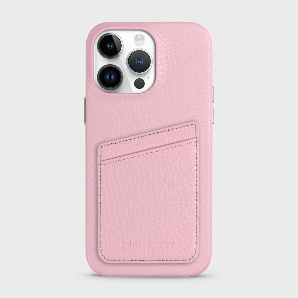 iPhone 14 Pro Max Leather Case with Card Holder - Pink - 2