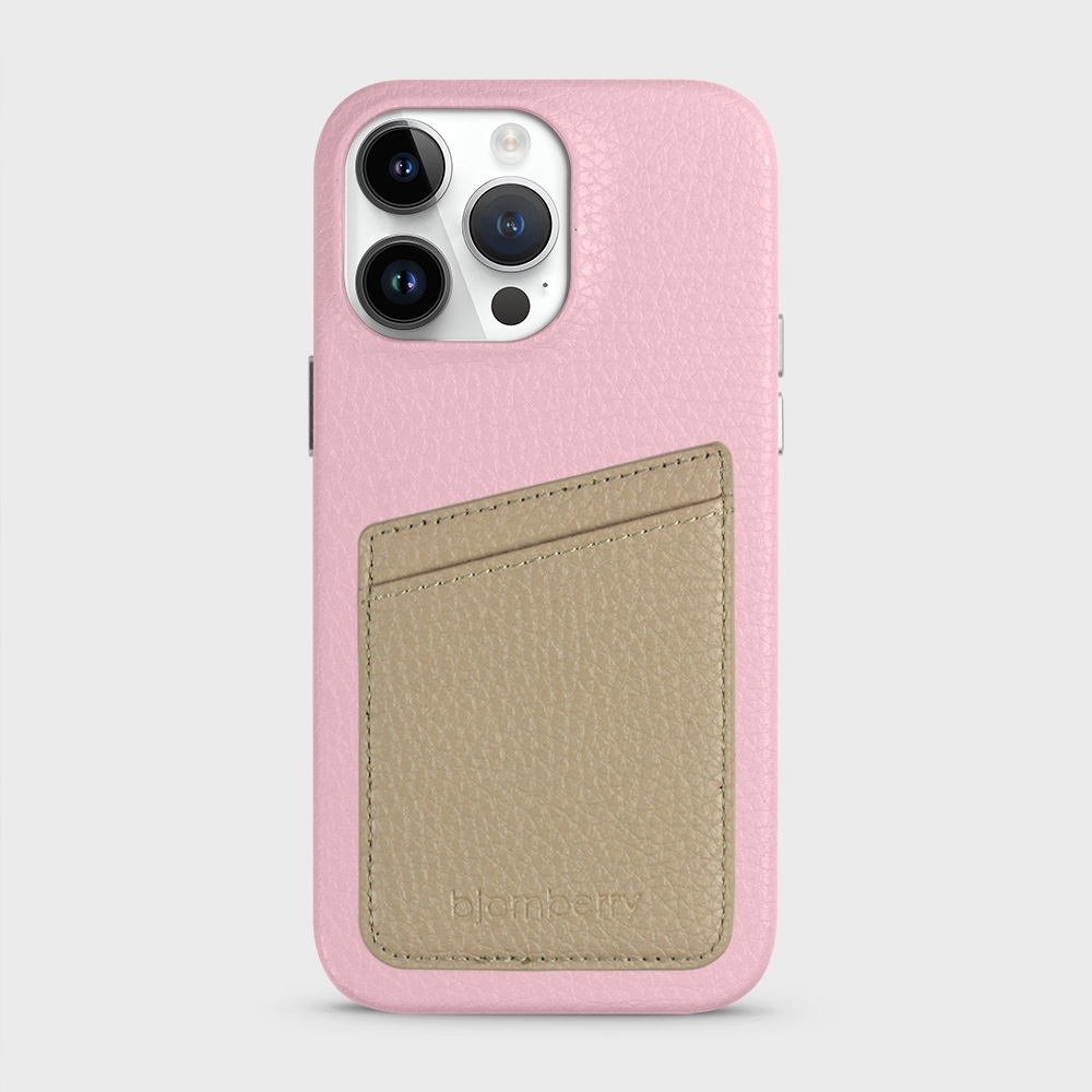 iPhone 14 Pro Max Leather Case with Card Holder - Pink - 3