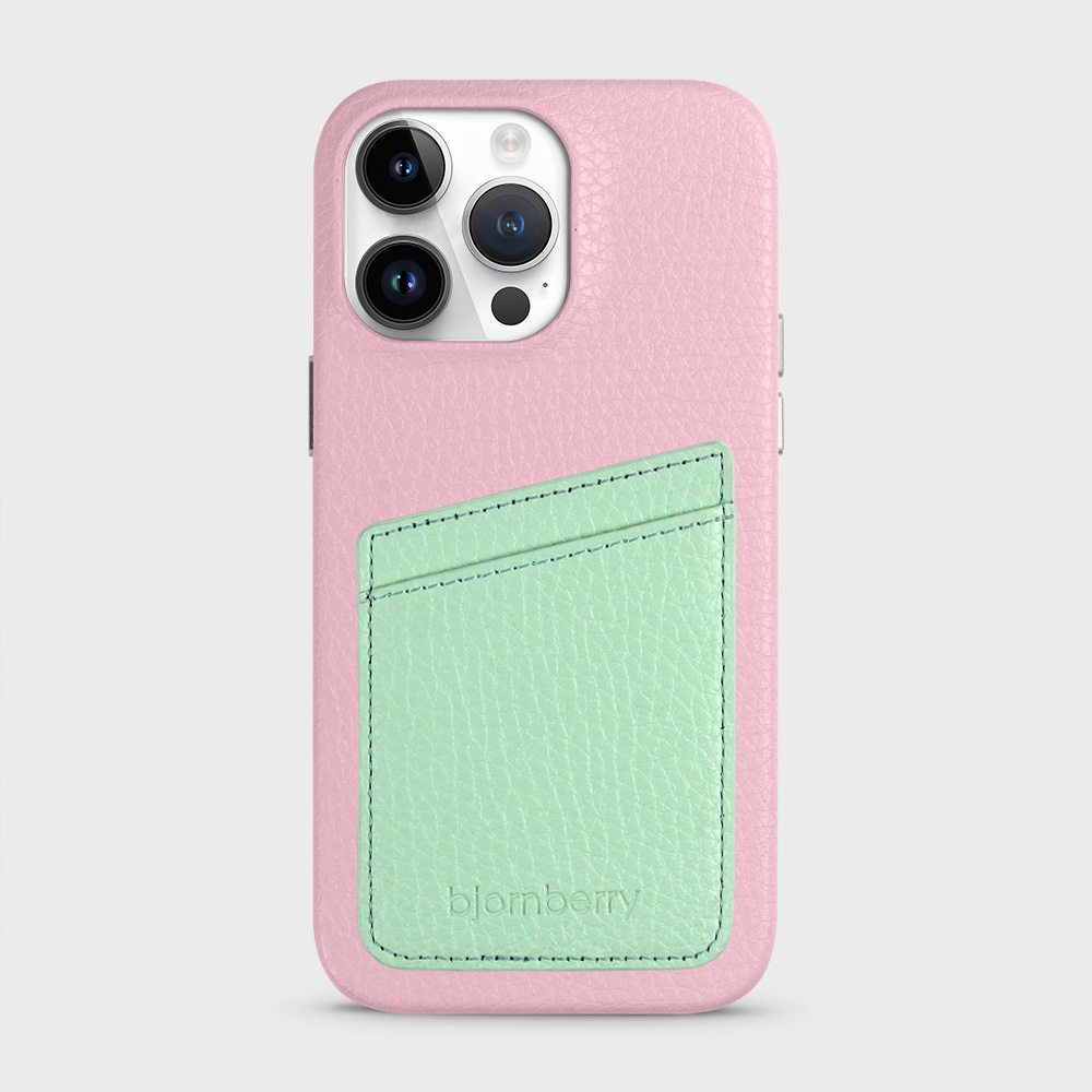 iPhone 14 Pro Max Leather Case with Card Holder - Pink - 7