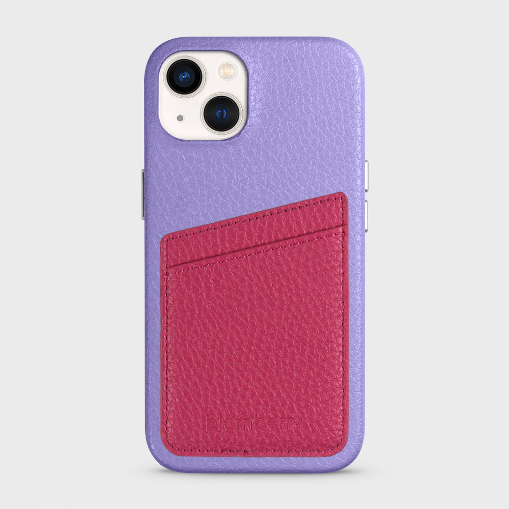 iPhone 13 Leather Case with Card Holder - Lavender - 8