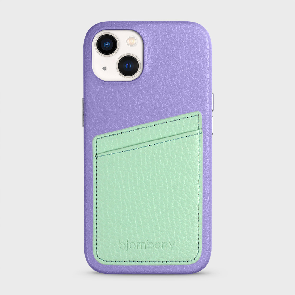 iPhone 13 Leather Case with Card Holder - Lavender - 4