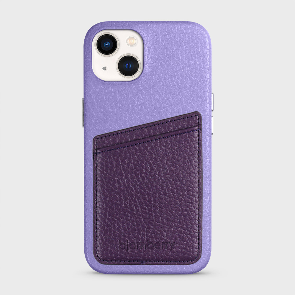 iPhone 13 Leather Case with Card Holder - Lavender - 3