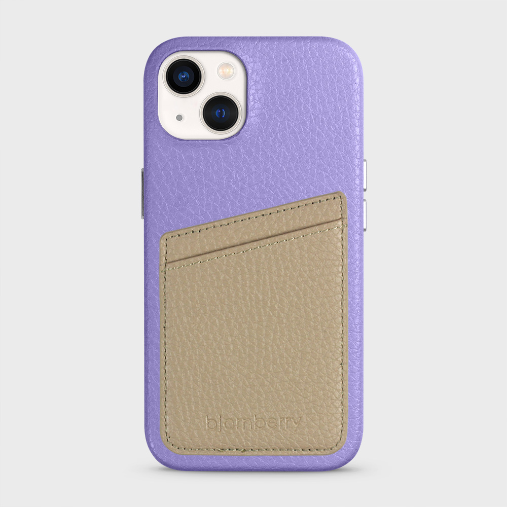 iPhone 13 Leather Case with Card Holder - Lavender - 7