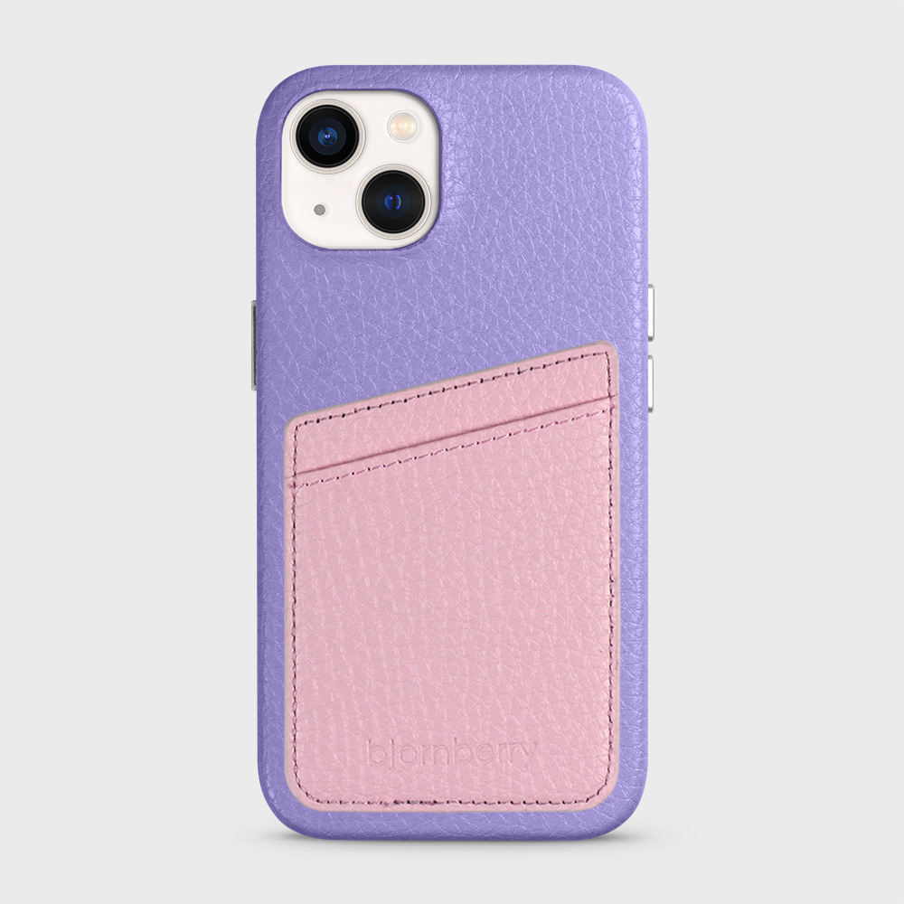 iPhone 13 Leather Case with Card Holder - Lavender - 6