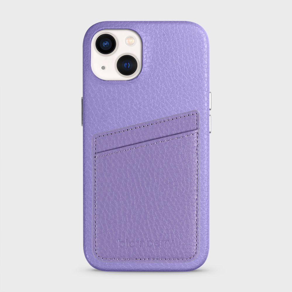iPhone 13 Leather Case with Card Holder - Lavender - 2