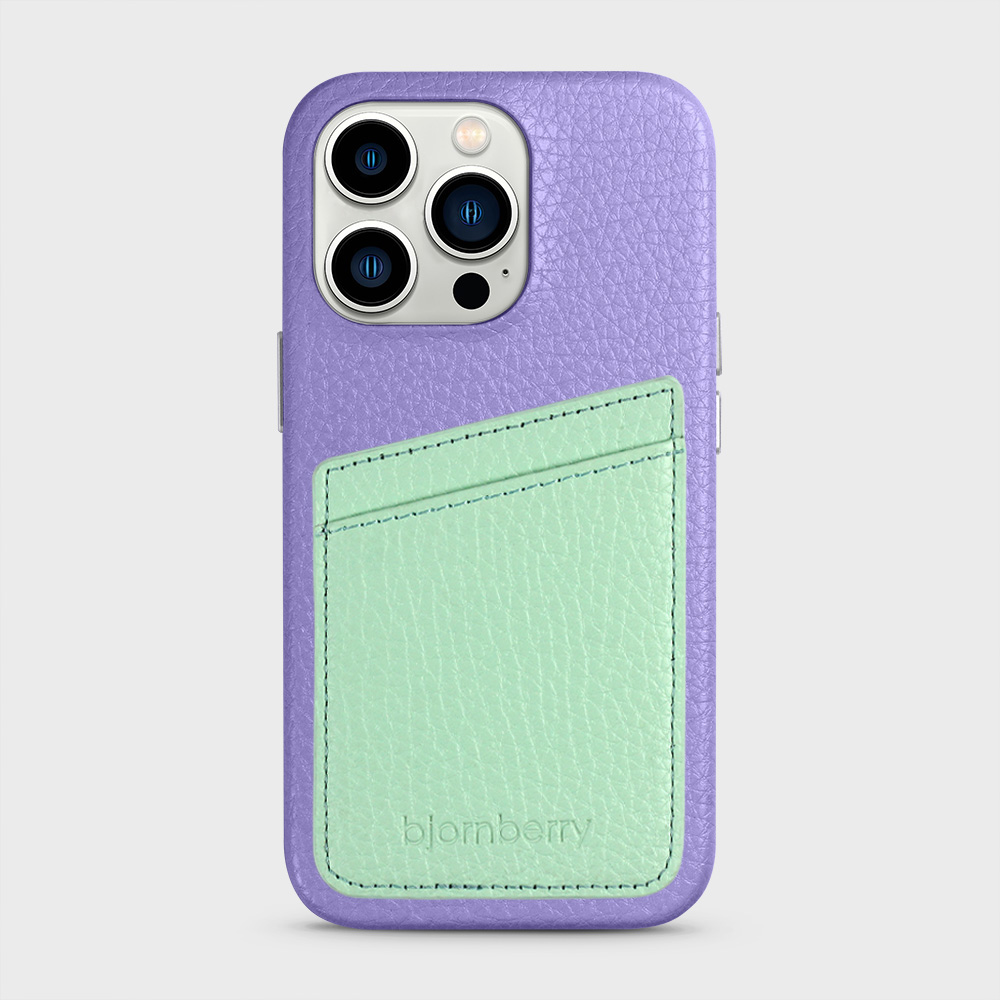 iPhone 13 Pro Leather Case with Card Holder - Lavender - 4