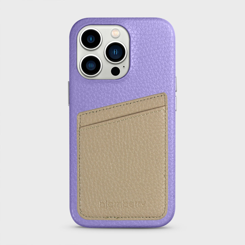 iPhone 13 Pro Leather Case with Card Holder - Lavender - 7