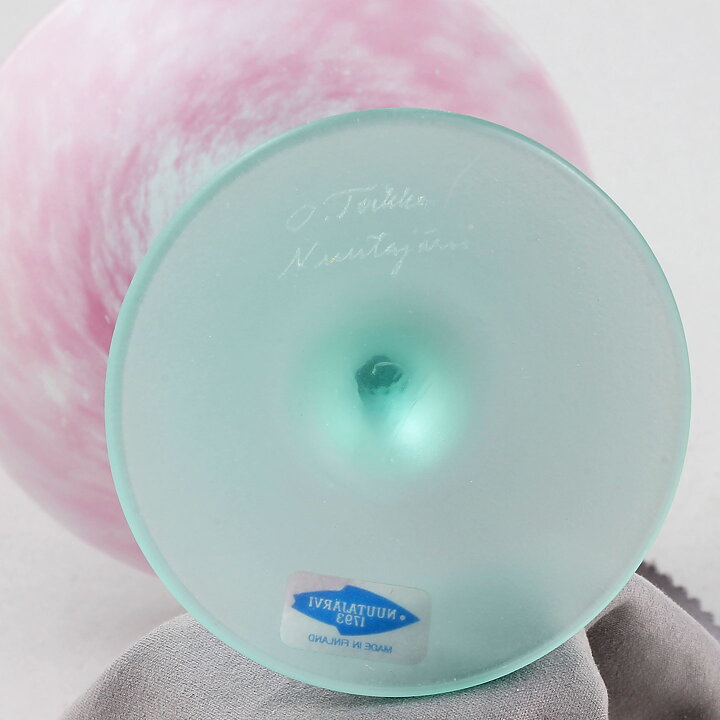 オイバ・トイッカ  Pro Arteシリーズ  グリーン／ピンクのグラス  18cm  1988年〈箱付き〉