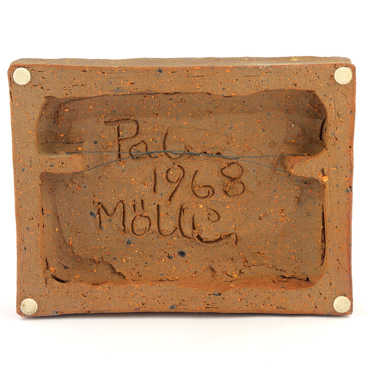 ロルフ・パルム  素朴な陶板  バッファローモチーフ  21cm  1968年
