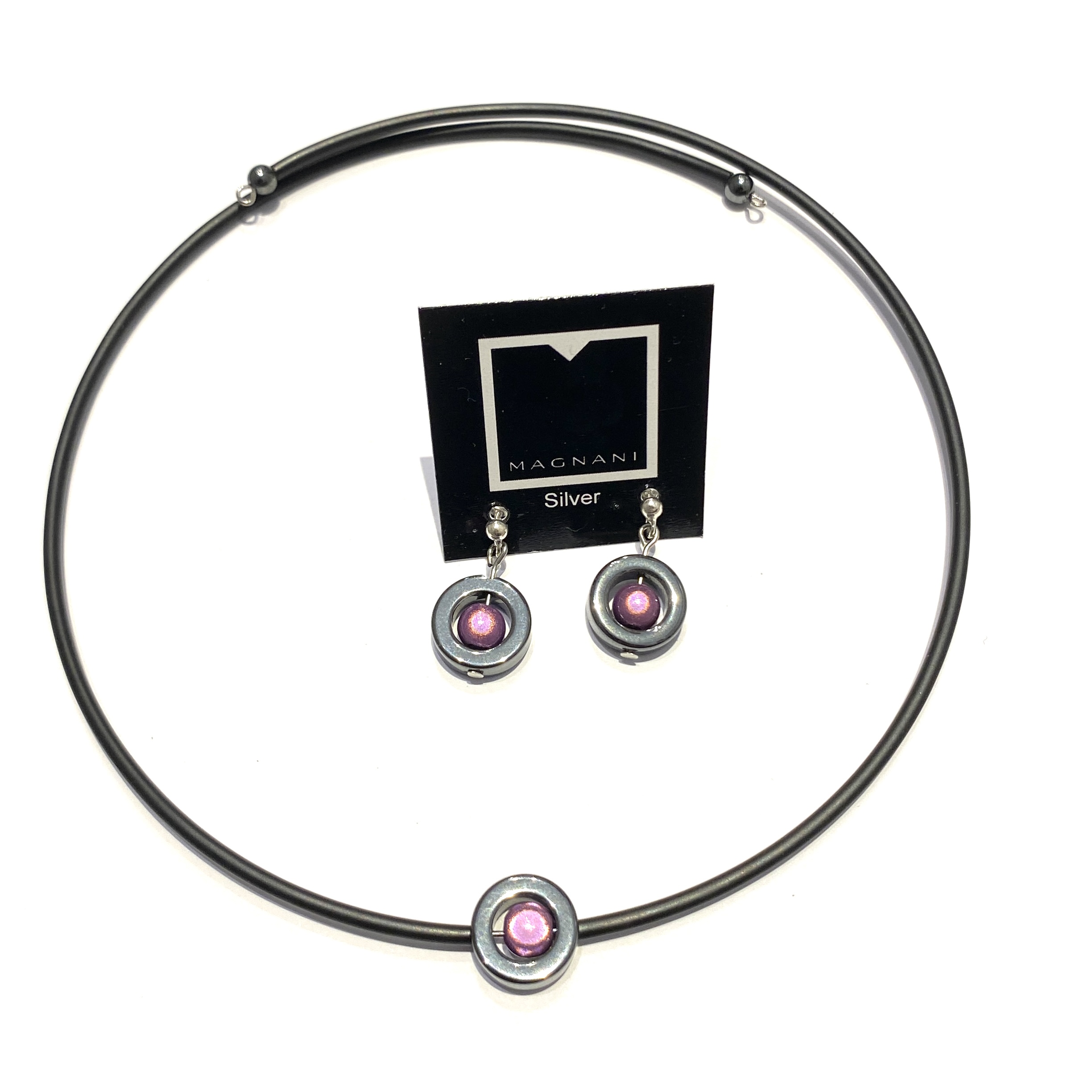 Set Hematite  Necklace earrings Elsa - 4