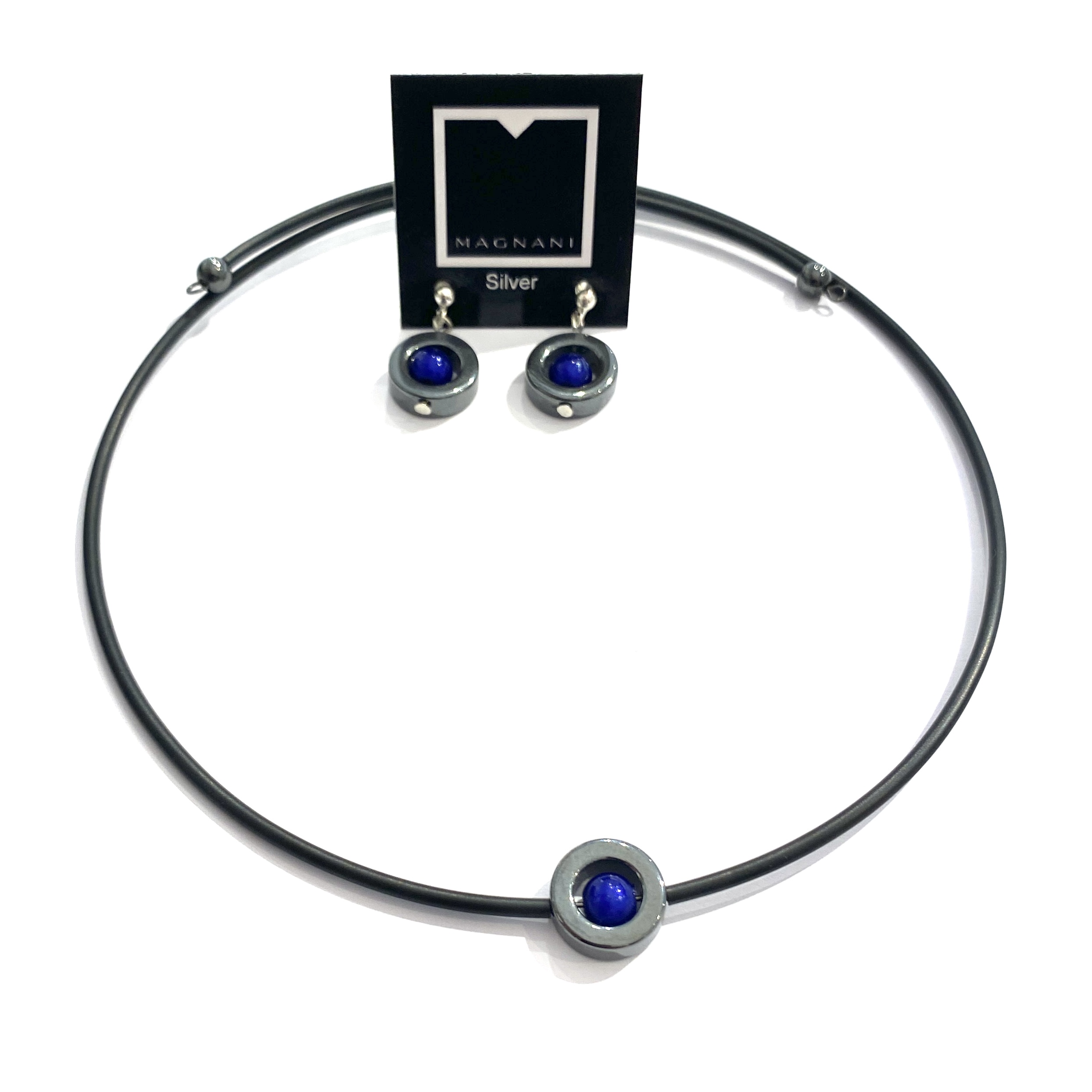Set Hematite  Necklace earrings Elsa - 13