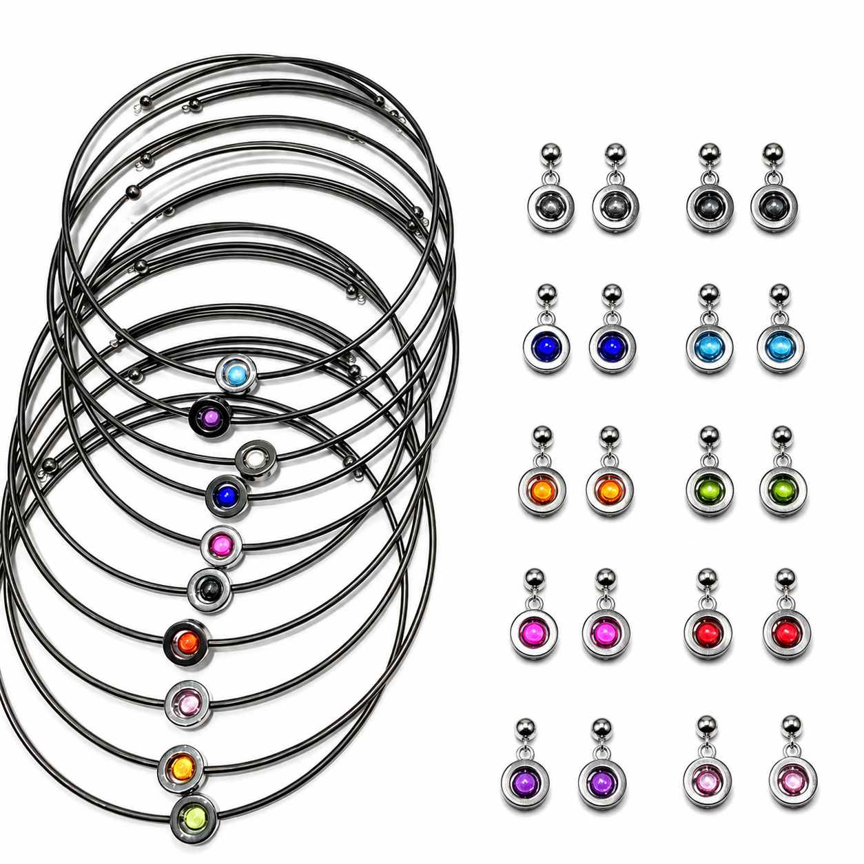 Set Hematite  Necklace earrings Elsa