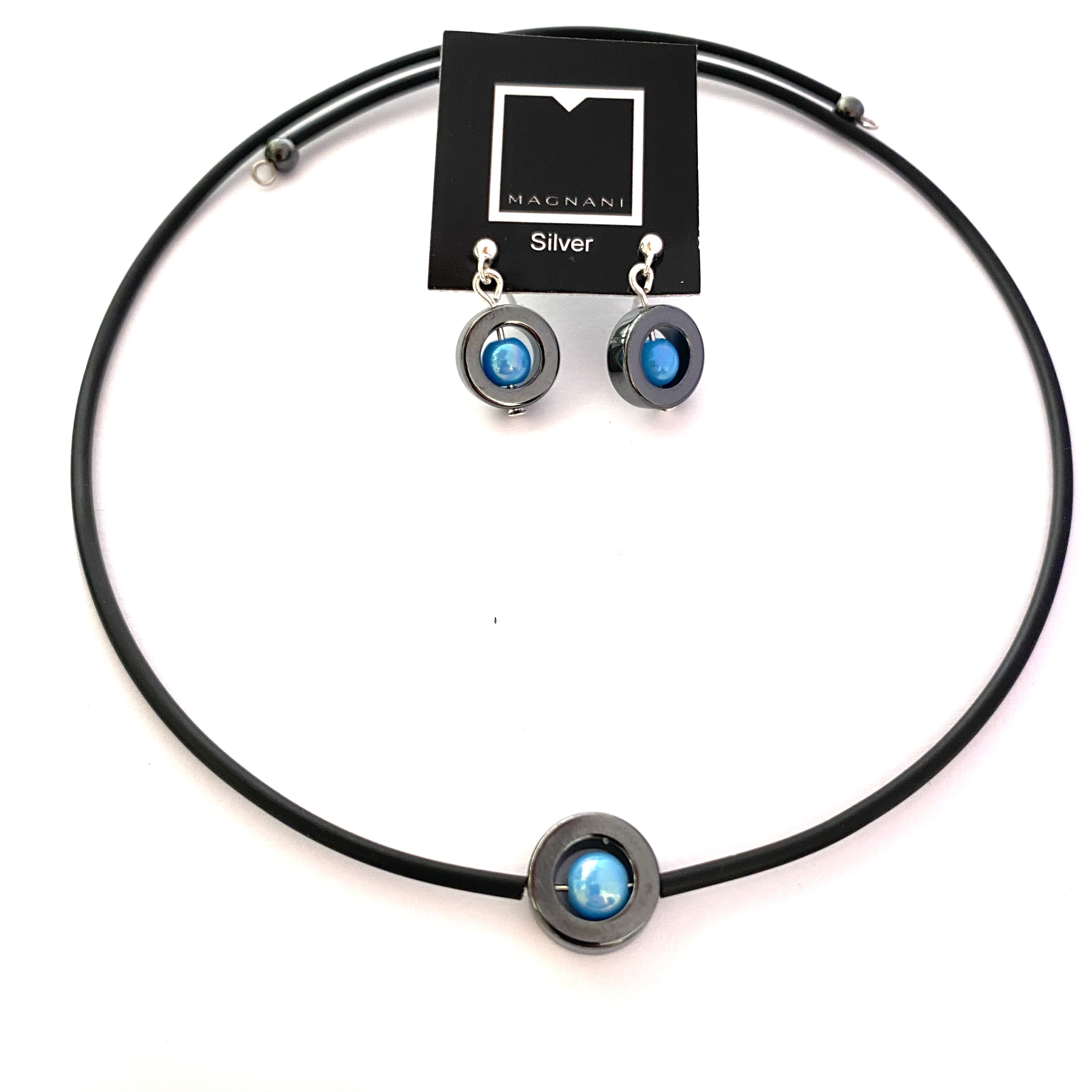Set Hematite  Necklace earrings Elsa - 12