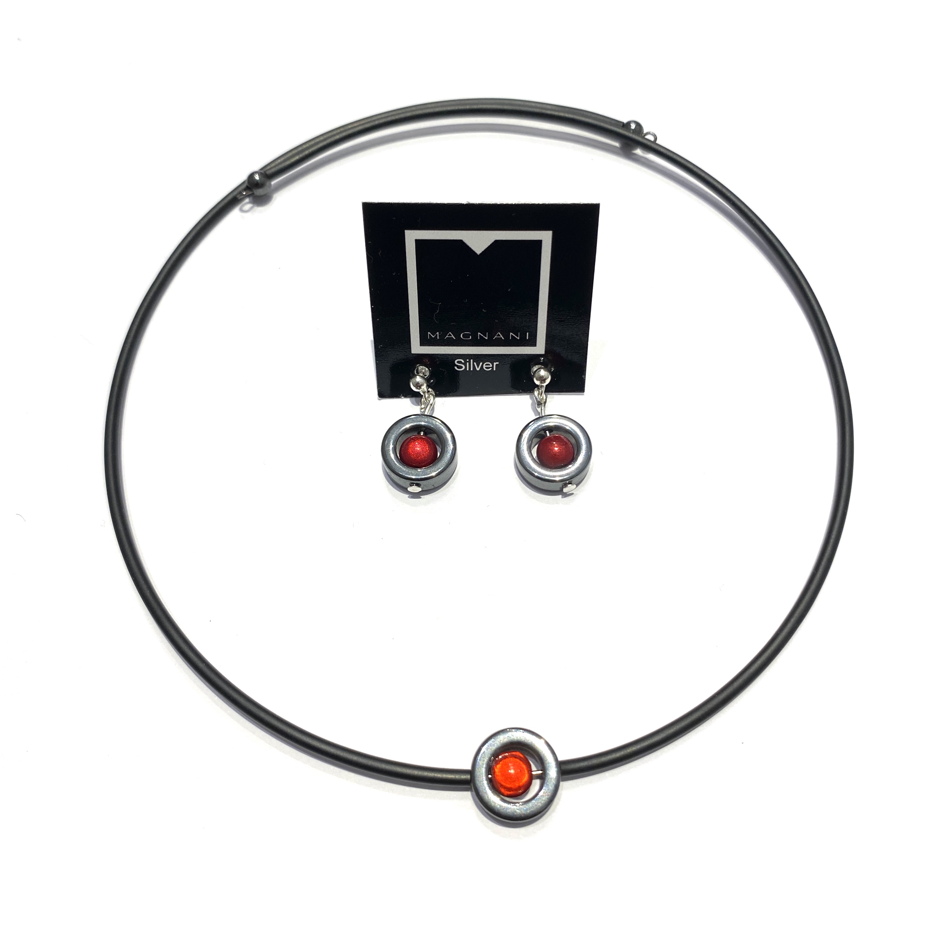 Set Hematite  Necklace earrings Elsa - 6