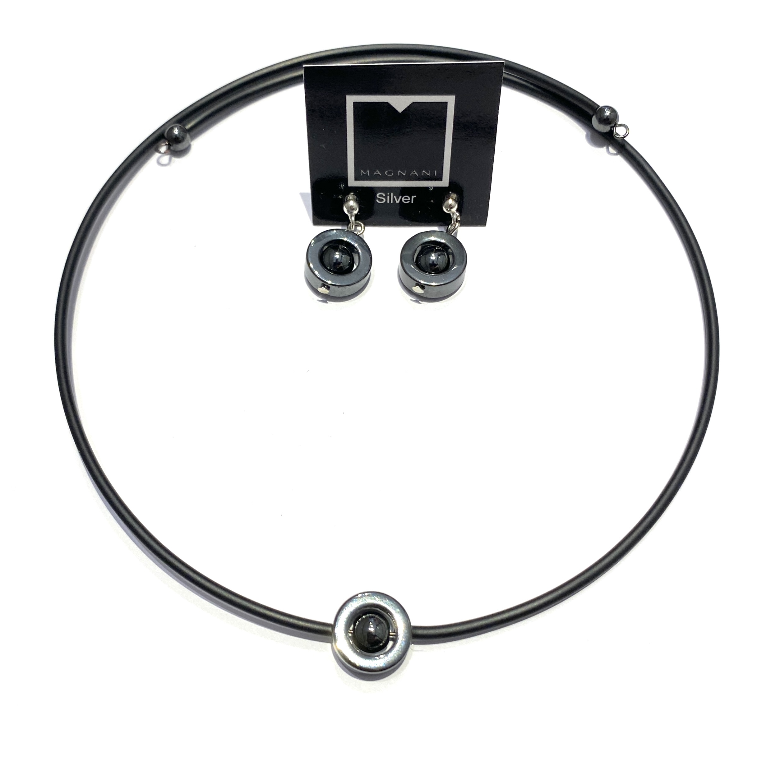 Set Hematite  Necklace earrings Elsa - 10