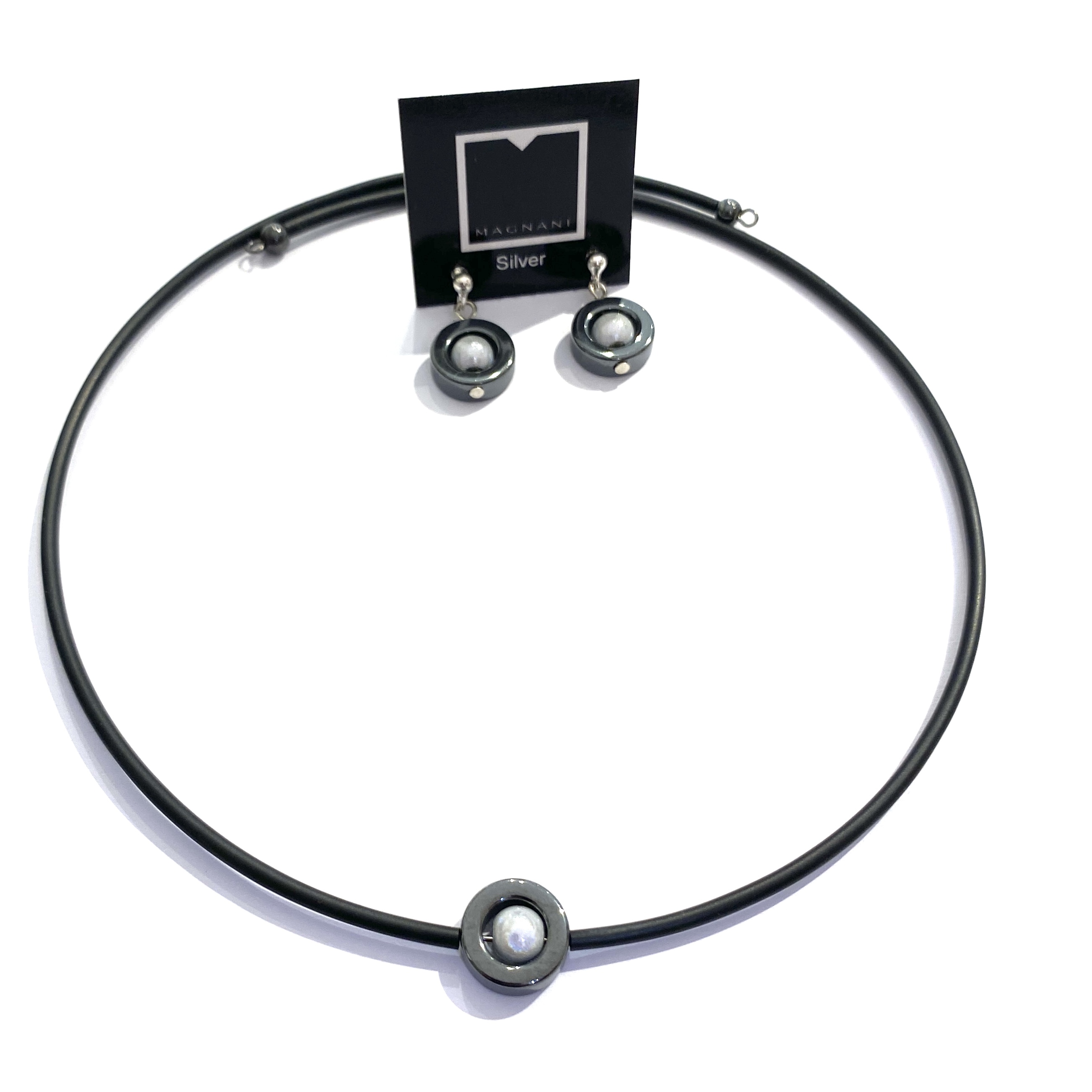 Set Hematite  Necklace earrings Elsa - 11