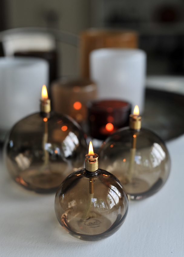 Oljelampa glas - Rund - Champagne/Beige - Ø9 cm - 2