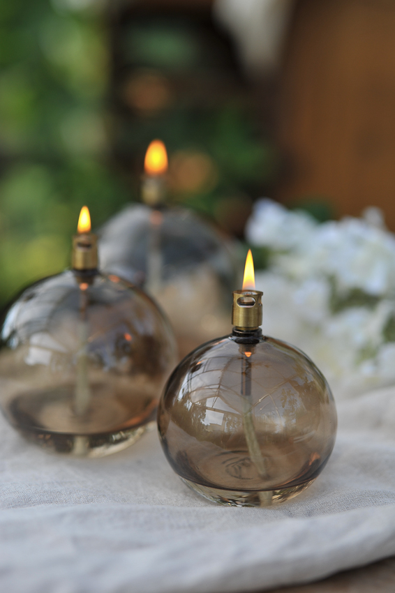 Oljelampa glas - Rund - Champagne/Beige - Ø9 cm - 5