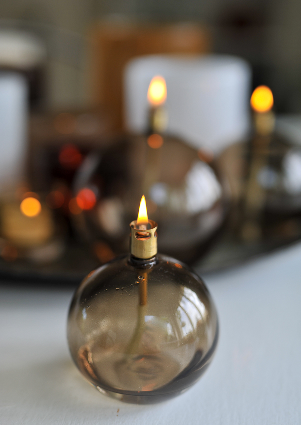 Oil lamp glass - Round - Champagne/Beige - Ø11 cm - 2